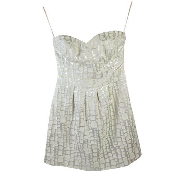 American Eagle Strapless Cream and Silver Dress - Picture 2 of 5